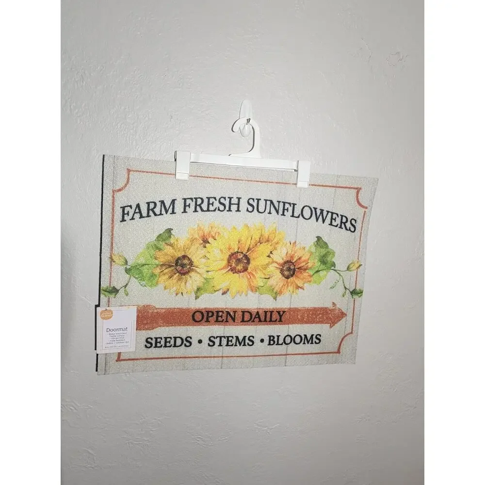 Perfect Harvest Fall Doormat Rug “Farm Fresh Sunflowers” Indoor/Outdoor 18”x24”